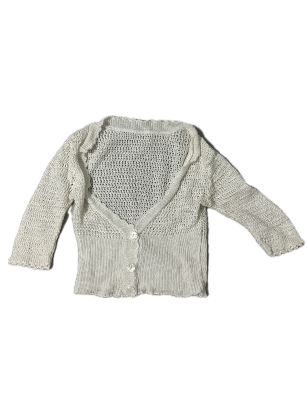 Light Cream Knit Button-Front Women's Cardigan Sweater